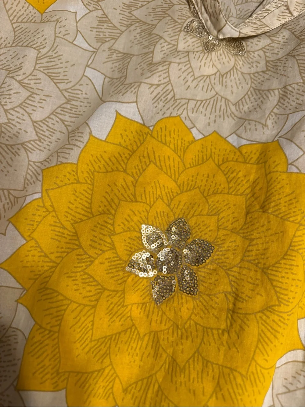 Tory Burch Yellow Floral V-Neck Blouse - Picture 3 of 3